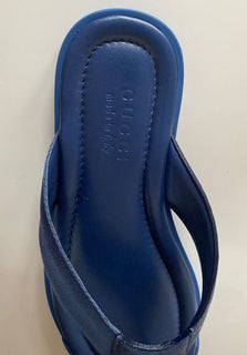 NIB Gucci Herren-Slip-On-Zehensandalen aus blauem Leder, 9 US (Gucci 8,5) IT 268670 