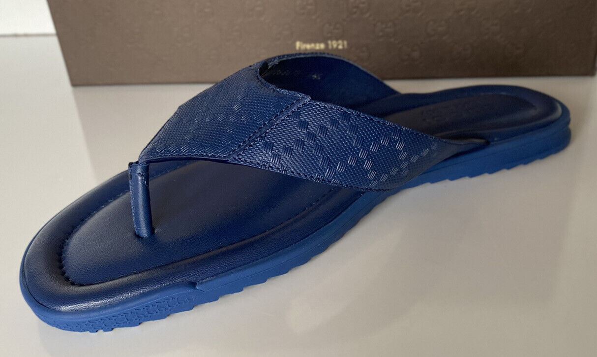 NIB Gucci Mens Leather Slip On Blue Thong Sandals 9 US (Gucci 8.5) IT 268670