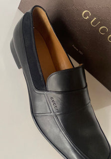 NIB Gucci Herren-Lederkleidschuhe Schwarz 11 US (Gucci 10) Hergestellt in Italien 