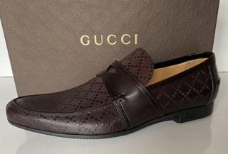 NIB Gucci Herren Diamante Leder Loafers Schuhe Braun 9,5 US (Gucci 8,5) 245583 