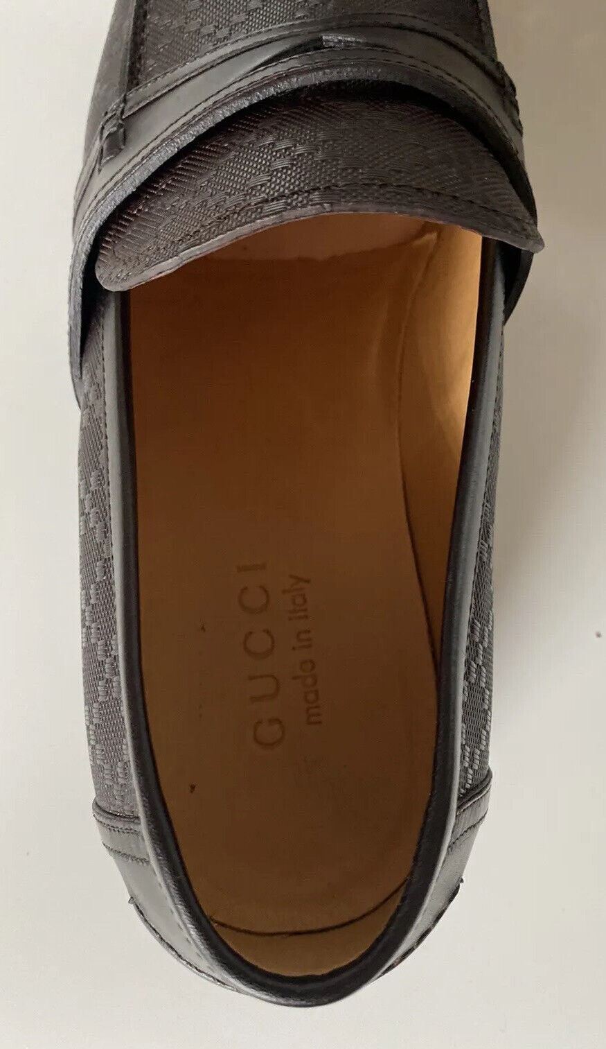NIB Gucci Herren Diamante Leder Loafers Schuhe Braun 9,5 US (Gucci 8,5) 245583 