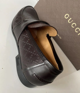 NIB Gucci Herren Diamante Leder Loafers Schuhe Braun 9,5 US (Gucci 8,5) 245583 