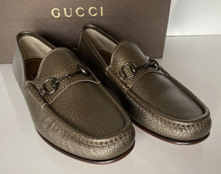 NIB Gucci Herren-Leder-Metallic-Gold-Kleiderschuhe 11 US (Gucci 10) 357182 Italien 