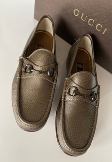 NIB Gucci Herren-Leder-Metallic-Gold-Kleiderschuhe 11 US (Gucci 10) 357182 Italien 
