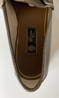 NIB Gucci Herren-Leder-Metallic-Gold-Kleiderschuhe 11 US (Gucci 10) 357182 Italien 