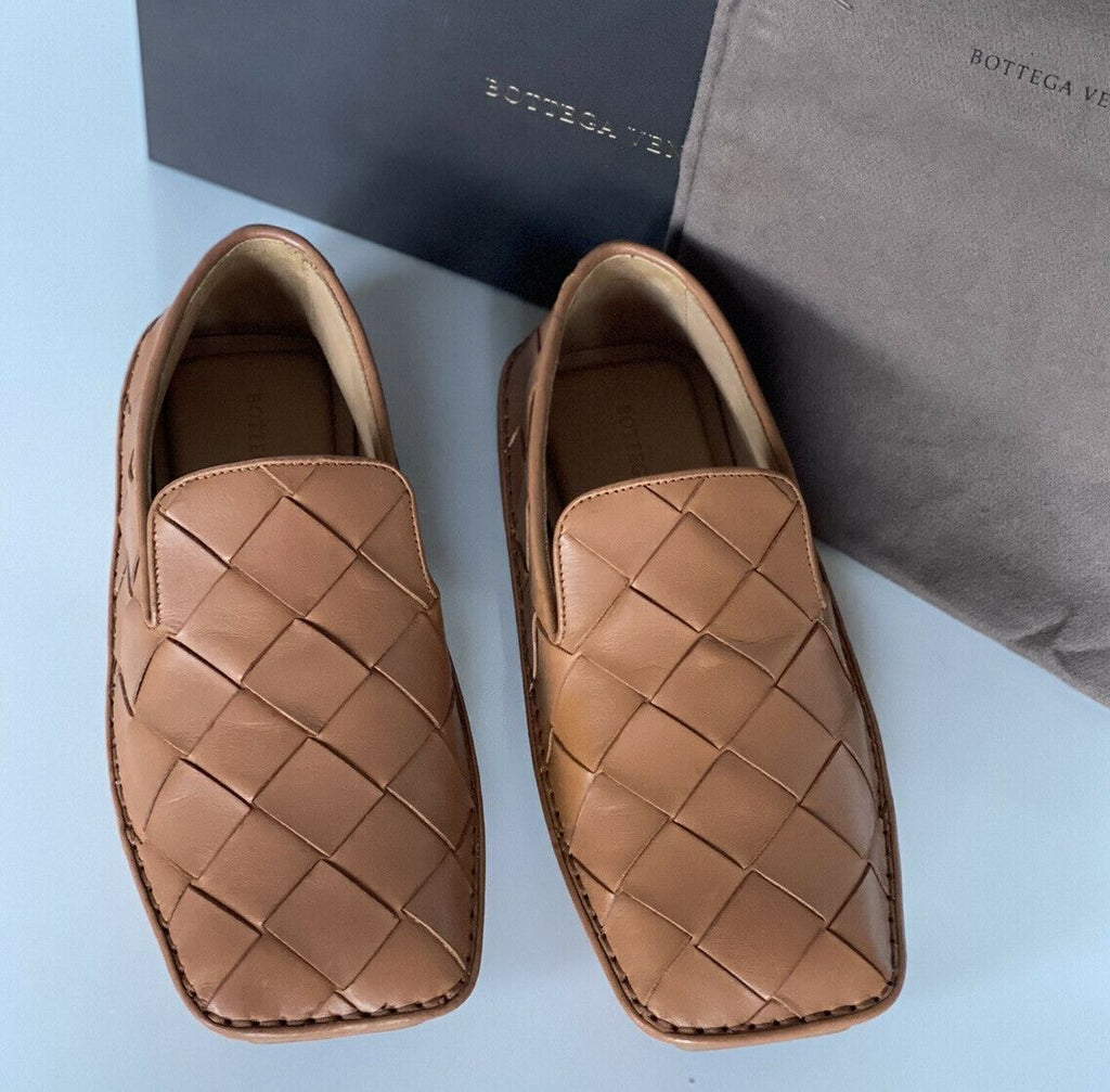 NIB $ 740 Bottega Veneta Intercciato Leder Driver Karamell Schuhe 10 US 578309 