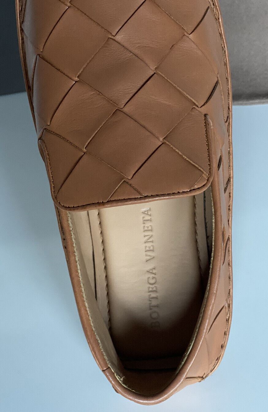 NIB $740 Bottega Veneta Intercciato Leather Driver Caramel Shoes 10 US 578309