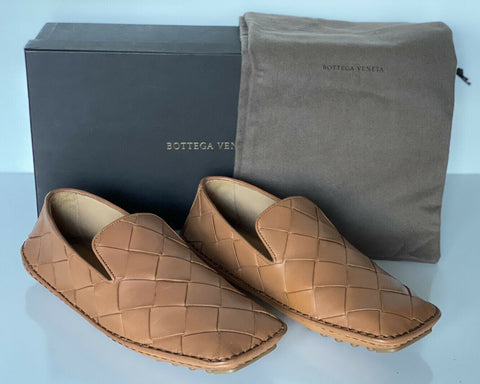 NIB $740 Bottega Veneta Intercciato Leather Driver Caramel Shoes 10 US 578309