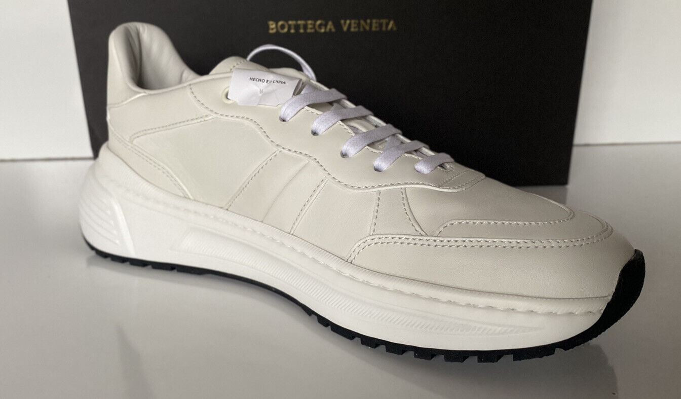 NIB $ 850 Bottega Veneta Herren-Sneakers aus weißem Kalbsleder 10,5 US 565646 9117 
