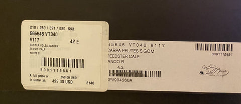 NIB $850 Bottega Veneta Men’s White Calf Leather Sneakers 9 US (42) 565646 9117