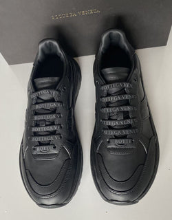 NIB $ 850 Bottega Veneta Herren-Sneakers aus schwarzem Kalbsleder 9 US (42 Eu) 565646 
