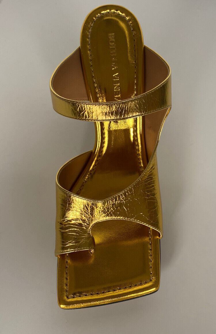 Кожаные туфли-мулы на каблуке Bottega Veneta стоимостью 880 долларов США, золотистые туфли 7 США (37 евро) 608834 