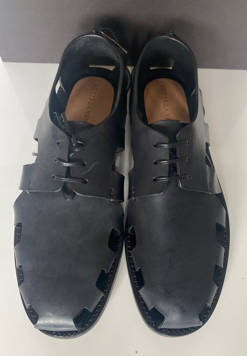 NIB $890 Bottega Veneta Men's Derby Leather Shoes Cut-out Details 8.5 US 574829