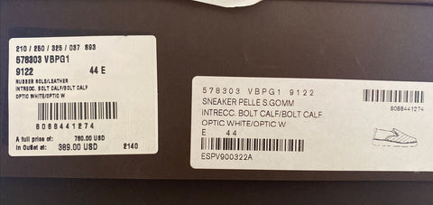 NIB 760 $ Bottega Veneta Gummisohle Kalbsleder Optic White Schuhe 11 578303 