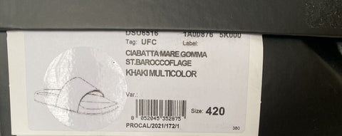 NIB $395 Versace Baroccoflage Slides Sandalen Khaki 9 US (42 Euro) IT DSU6516 