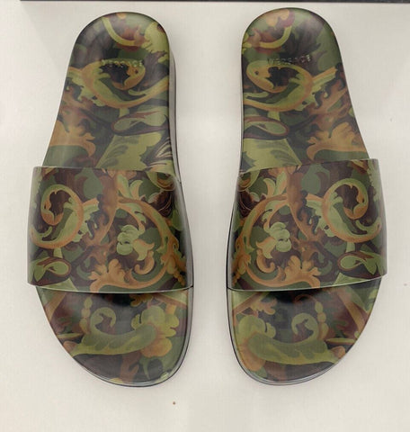 NIB $395 Versace Baroccoflage Slides Sandalen Khaki 9 US (42 Euro) IT DSU6516 