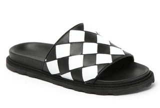NIB 690 $ Bottega Veneta Herren Intrecciato Sandalen in Schwarz/Weiß 7 US (40) 578264 