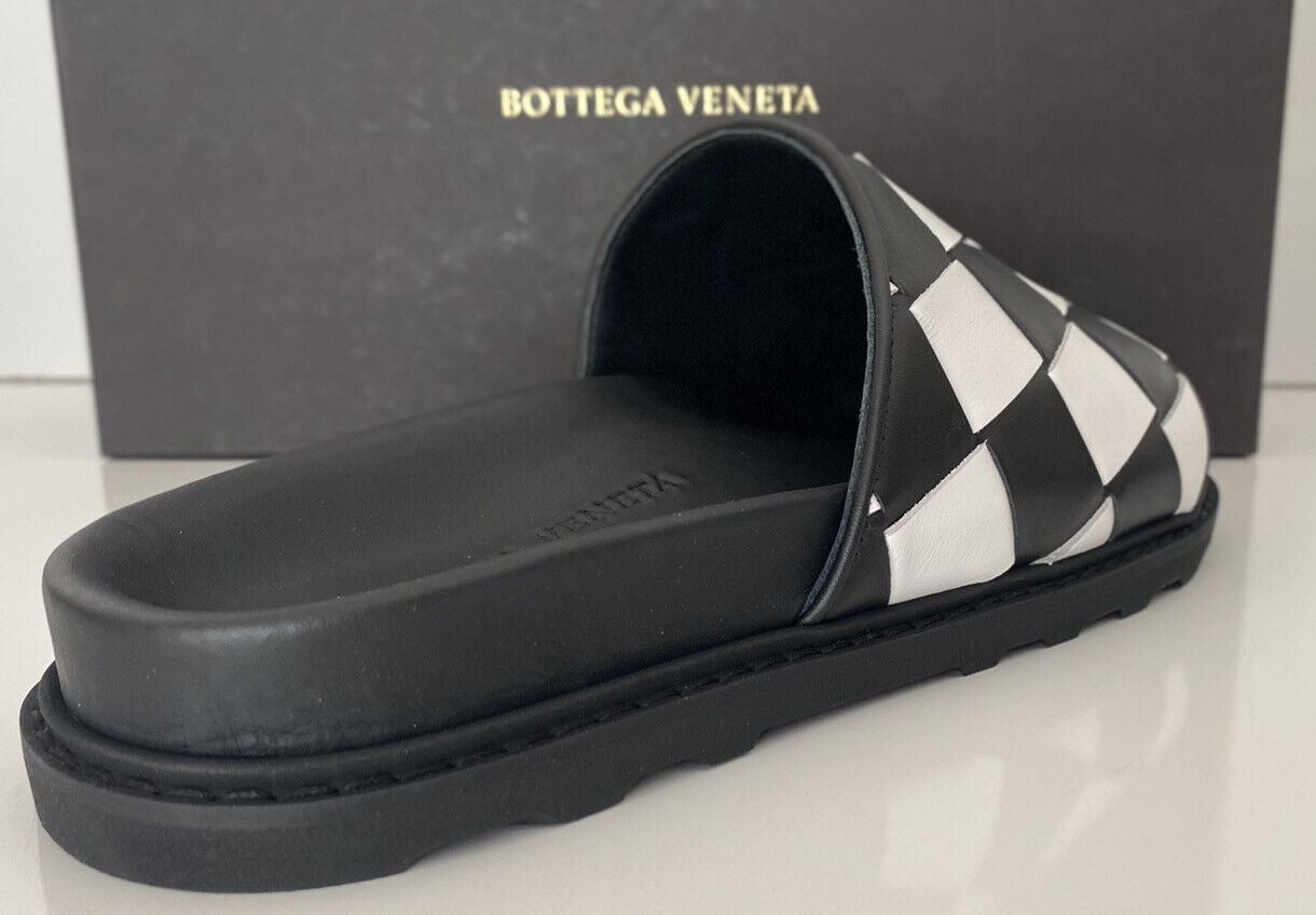 NIB $690 Bottega Veneta Men's Intrecciato Black/White Sandals 7 US (40) 578264