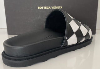 NIB 690 $ Bottega Veneta Herren Intrecciato Sandalen in Schwarz/Weiß 8 US (41) 578264 