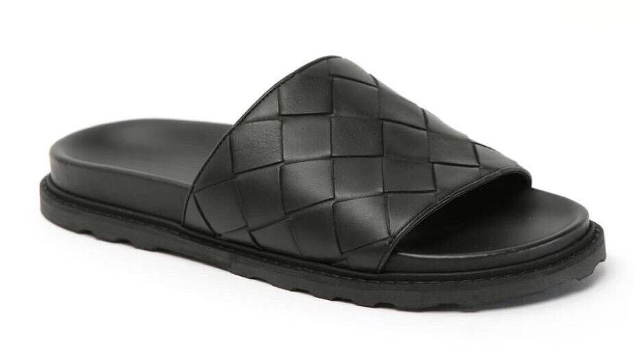 NIB 690 $ Bottega Veneta Herren Intrecciato Schwarze Sandalen 8 US (41) 578264 