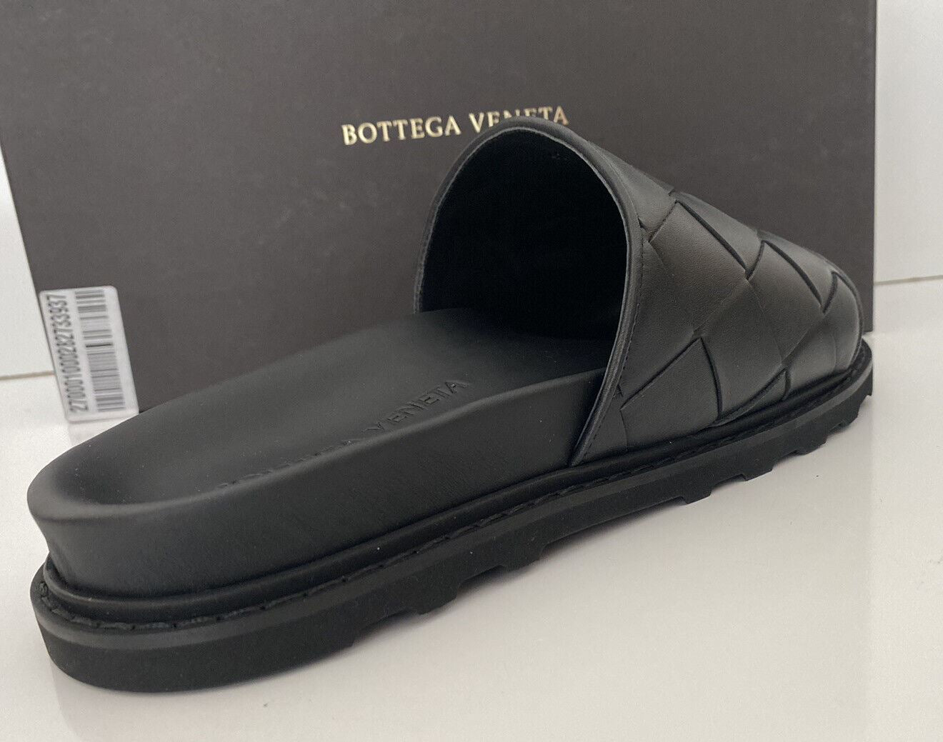 NIB 690 $ Bottega Veneta Herren Intrecciato Schwarze Sandalen 8 US (41) 578264 