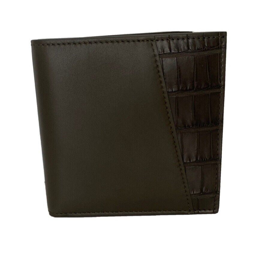 Neu mit Etikett: 750 $ Bottega Veneta Bi-fold Kaki Wallet Französisches Leder und Alligator 583611 