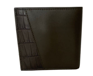 Neu mit Etikett: 750 $ Bottega Veneta Bi-fold Kaki Wallet Französisches Leder und Alligator 583611 