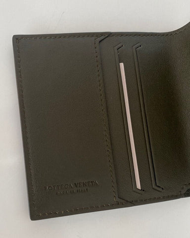 NWT $750 Складной кошелек Kaki Bottega Veneta из французской кожи и кожи аллигатора 583611 