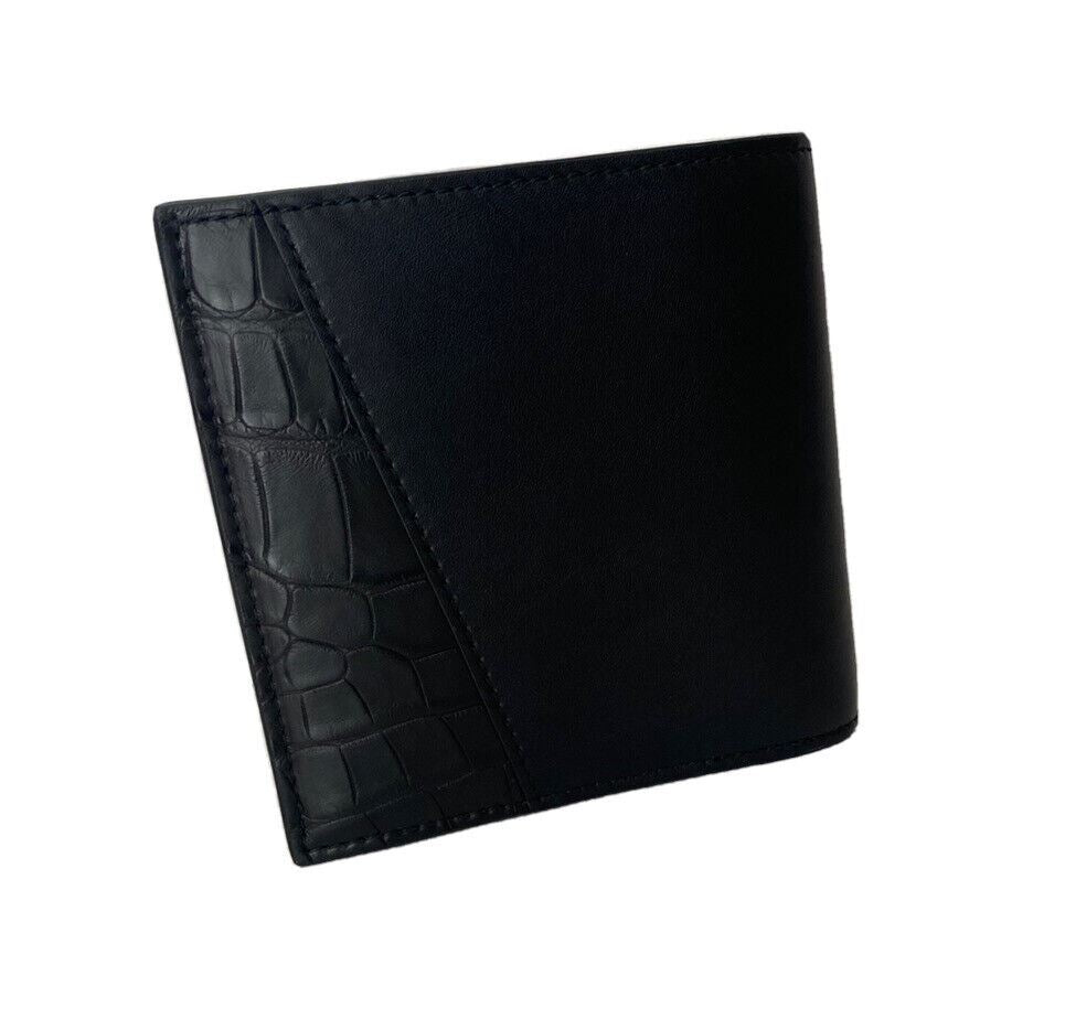 NWT $750 Складной черный кошелек Bottega Veneta из французской кожи и кожи аллигатора 583611 