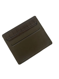 Neu mit Etikett: 490 $ Bottega Veneta Herren-Kartenetui aus Leder und Alligatorleder Kaki 581060 Italien 
