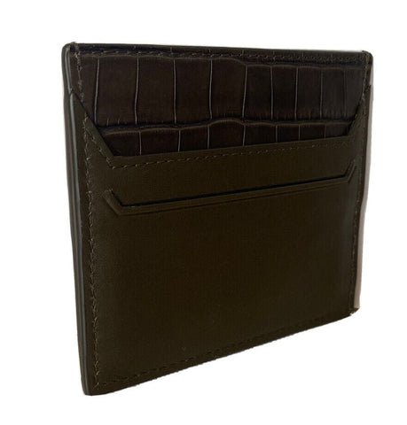 NWT $490 Bottega Veneta Men's Leather & Alligator Card Case Kaki 581060 Italy