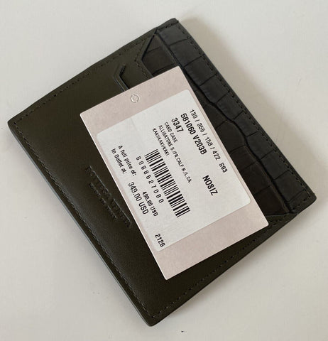 NWT $490 Bottega Veneta Men's Leather & Alligator Card Case Kaki 581060 Italy