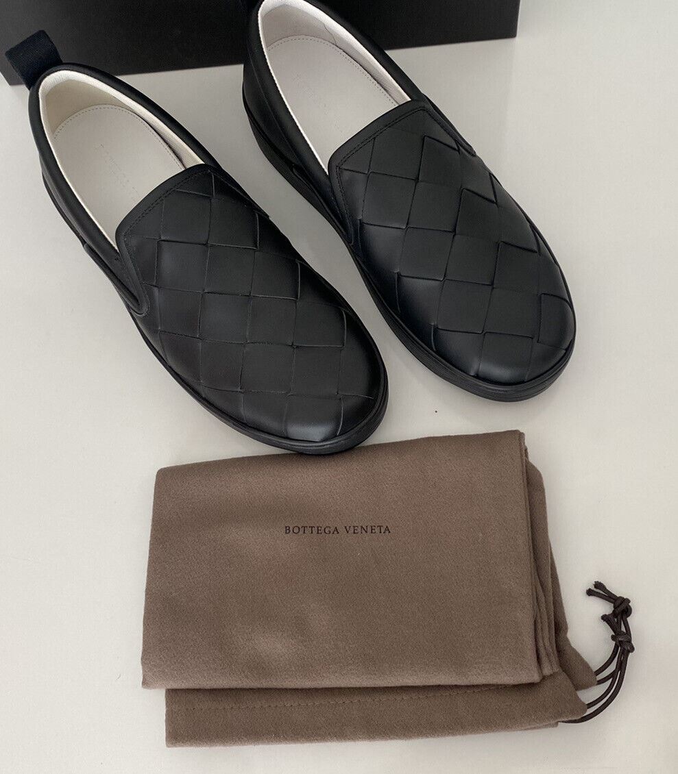 NIB $ 760 Bottega Veneta Intreciato Kalbsleder Schwarze Schuhe 8 US 578303 Italien 