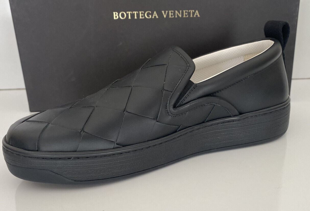 NIB $ 760 Bottega Veneta Intreciato Kalbsleder Schwarze Schuhe 8 US 578303 Italien 