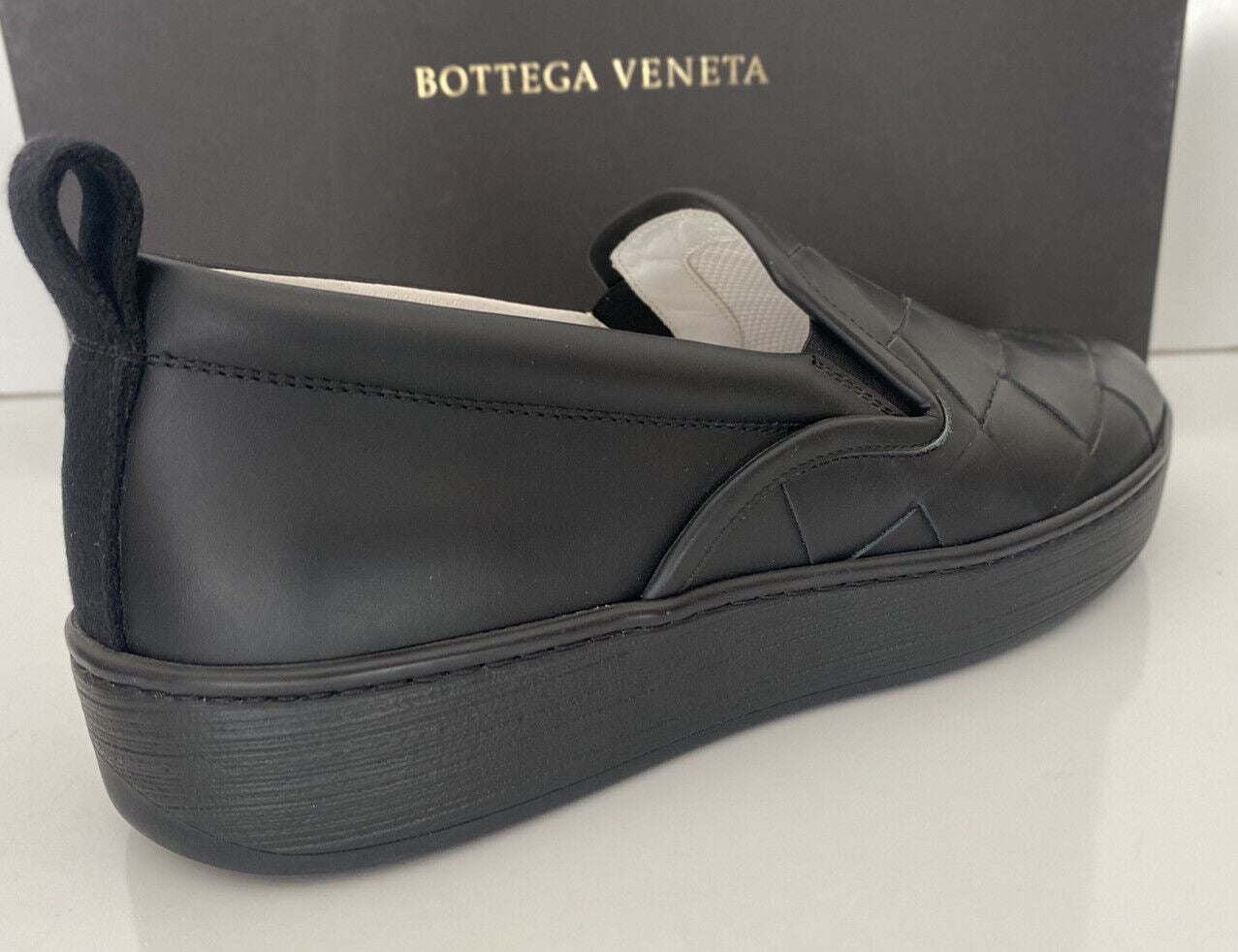 NIB $ 760 Bottega Veneta Intreciato Kalbsleder Schwarze Schuhe 8 US 578303 Italien 