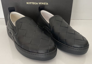 NIB $ 760 Bottega Veneta Intreciato Kalbsleder Schwarze Schuhe 10 US 578303 Italien 