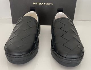 NIB $ 760 Bottega Veneta Intreciato Kalbsleder Schwarze Schuhe 10 US 578303 Italien 
