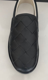 NIB $ 760 Bottega Veneta Intreciato Kalbsleder Schwarze Schuhe 10 US 578303 Italien 