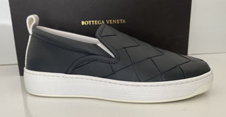 NIB $ 760 Bottega Veneta Intreciato Kalbsleder Graue Schuhe 8 US 578303 Italien 