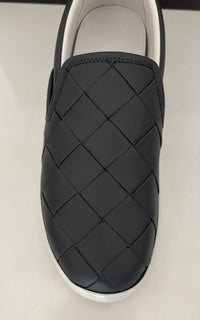 NIB $ 760 Bottega Veneta Intreciato Kalbsleder Graue Schuhe 8 US 578303 Italien 