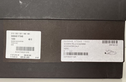 Мужские черные кроссовки из телячьей кожи Bottega Veneta 850 долларов США 10 США (43 ЕС) 565646 