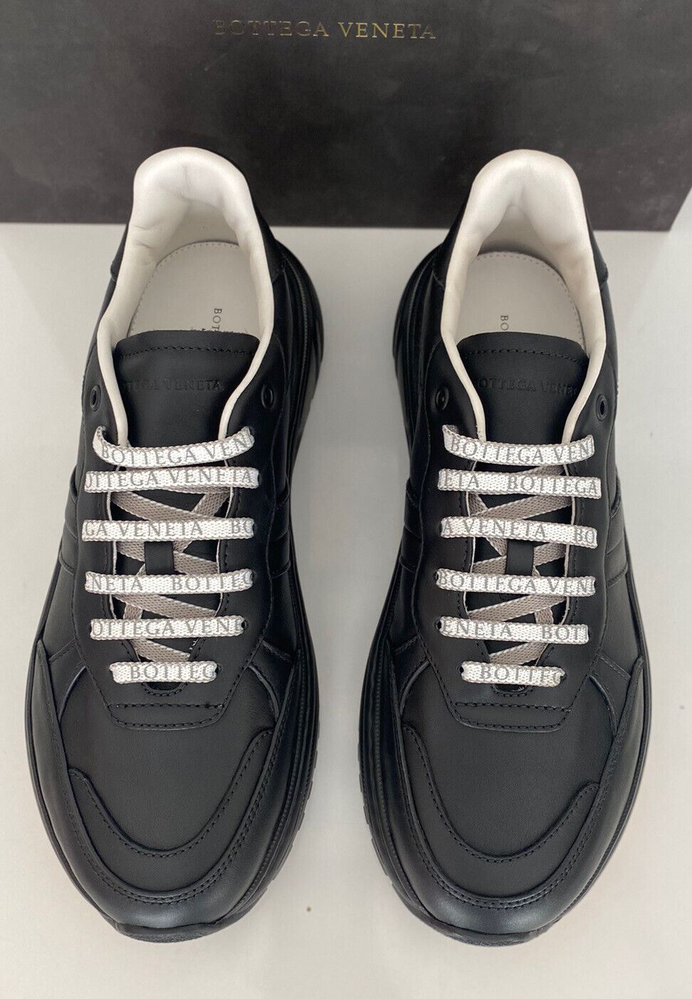 NIB 850 $ Bottega Veneta Herren-Sneakers aus schwarzem Kalbsleder 10 US (43 Eu) 565646 