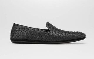NIB $ 810 Bottega Veneta Intrecciato Kalbsleder Schwarze Schuhe 6 US (39 Eu) 324658 