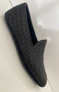 NIB $ 810 Bottega Veneta Intrecciato Kalbsleder Schwarze Schuhe 6 US (39 Eu) 324658 
