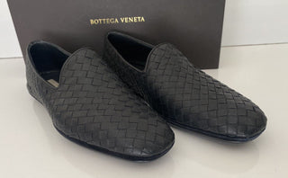 NIB $ 810 Bottega Veneta Intrecciato Kalbsleder Schwarze Schuhe 6 US (39 Eu) 324658 