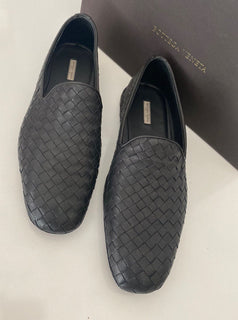 NIB $ 810 Bottega Veneta Intrecciato Kalbsleder Schwarze Schuhe 6 US (39 Eu) 324658 