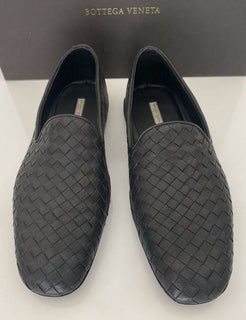 NIB $ 810 Bottega Veneta Intrecciato Kalbsleder Schwarze Schuhe 6 US (39 Eu) 324658 