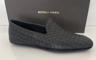 NIB $ 810 Bottega Veneta Intrecciato Kalbsleder Schwarze Schuhe 6 US (39 Eu) 324658 