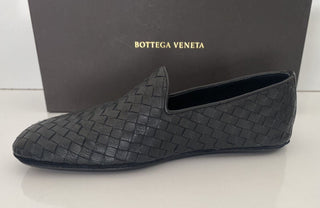 NIB $ 810 Bottega Veneta Intrecciato Kalbsleder Schwarze Schuhe 6 US (39 Eu) 324658 