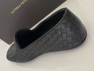 NIB $ 810 Bottega Veneta Intrecciato Kalbsleder Schwarze Schuhe 6 US (39 Eu) 324658 